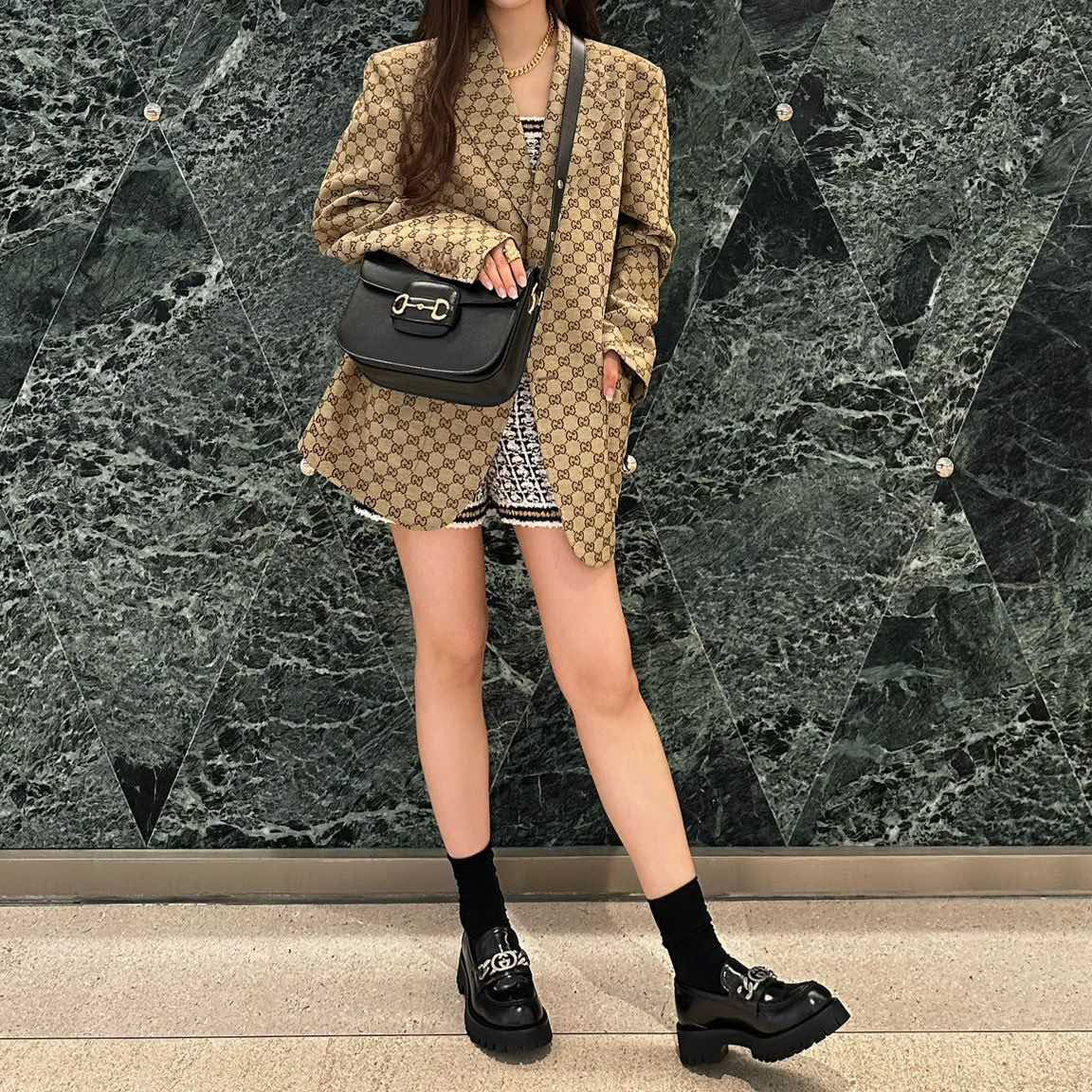 printed khaki suit XC0723080301