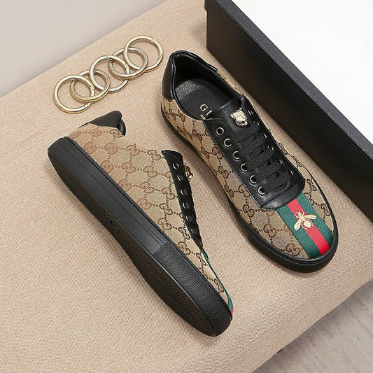 Men's Brown  Leisure printed canvas heavy industry bee casual shoes