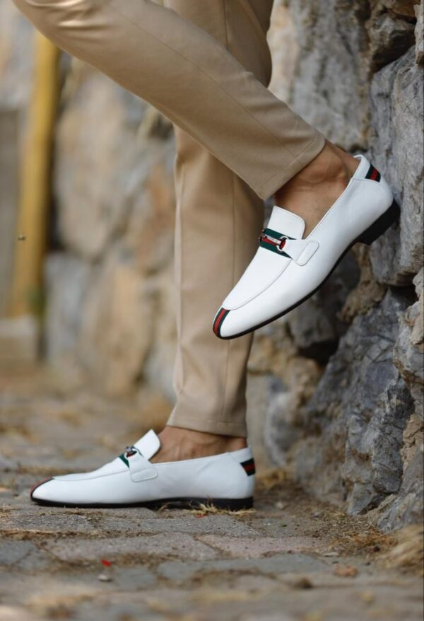 Men's Classic Dress Shoes White Penny Loafer