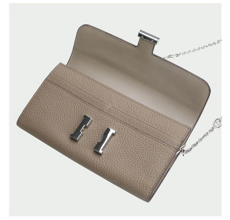 H button Kangkang Wallet Leather Long Wallet 1024032024