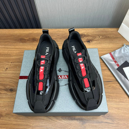 PR patent leather and mesh lace-up sneakers 0724111901