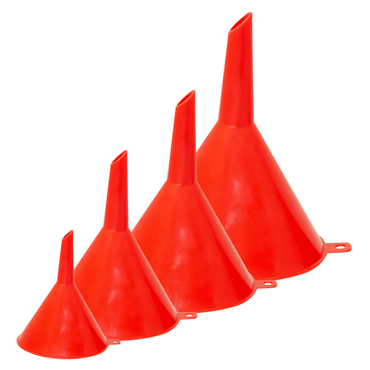 This Handy 4 Piece Mini Plastic Funnel Set Is Made From Durable, Easy To Clean Polypropylene. The Set Is Suitable For A Wide Range Of Garden, Diy And Automotive Uses, Including Topping Up Battery Deionised Water Or Brake Fluid.