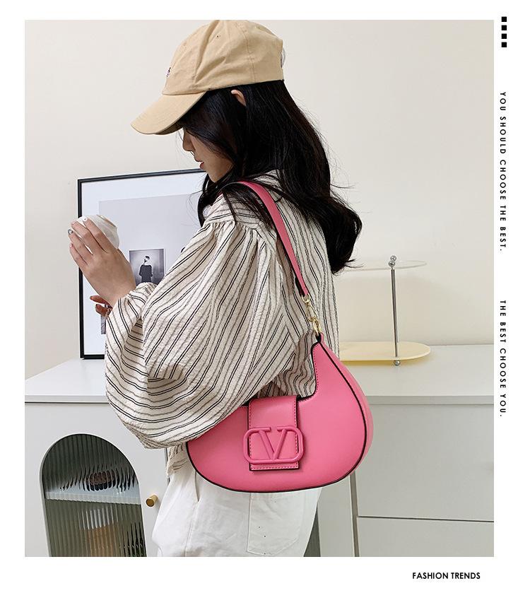 New Solid Color Litchi Underarm Bag Fashion Shoulder Bag 1024051518