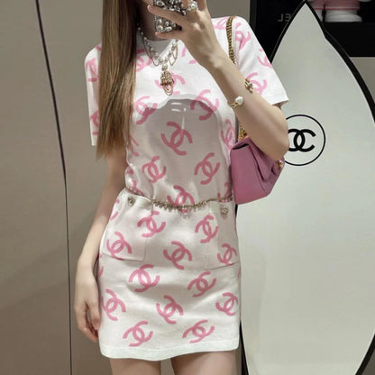 Fashion New Slim-fit Slim-fit Knitted Short-sleeved Dress 1024041621