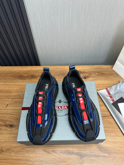 PR patent leather and mesh lace-up sneakers 0724111901