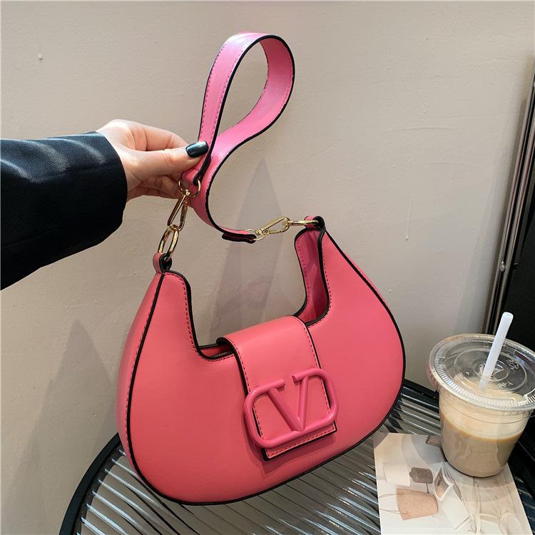 New Solid Color Litchi Underarm Bag Fashion Shoulder Bag 1024051518