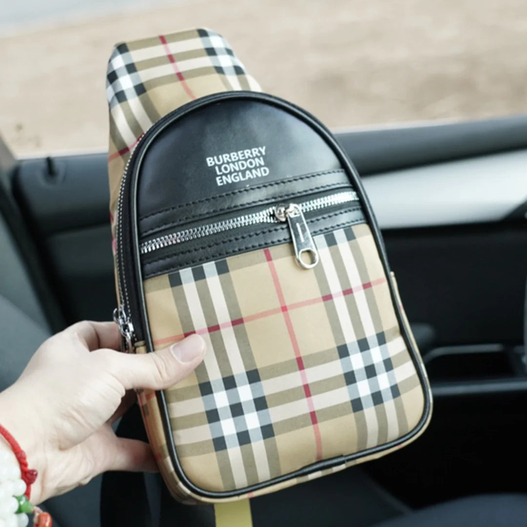 Men's fashion versatile plaid chest bag 1024032806