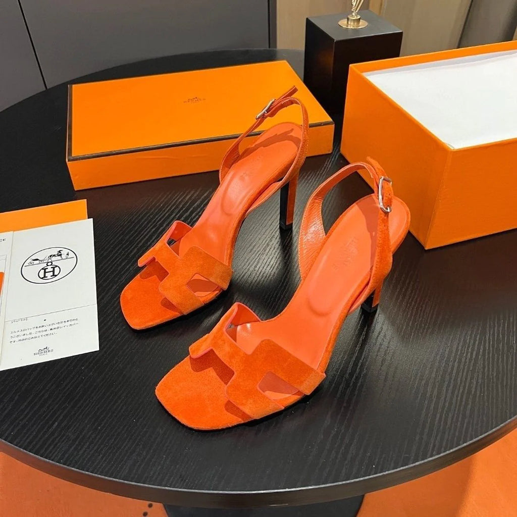 New Leather H Logo Women's High Heeled PD052024022704