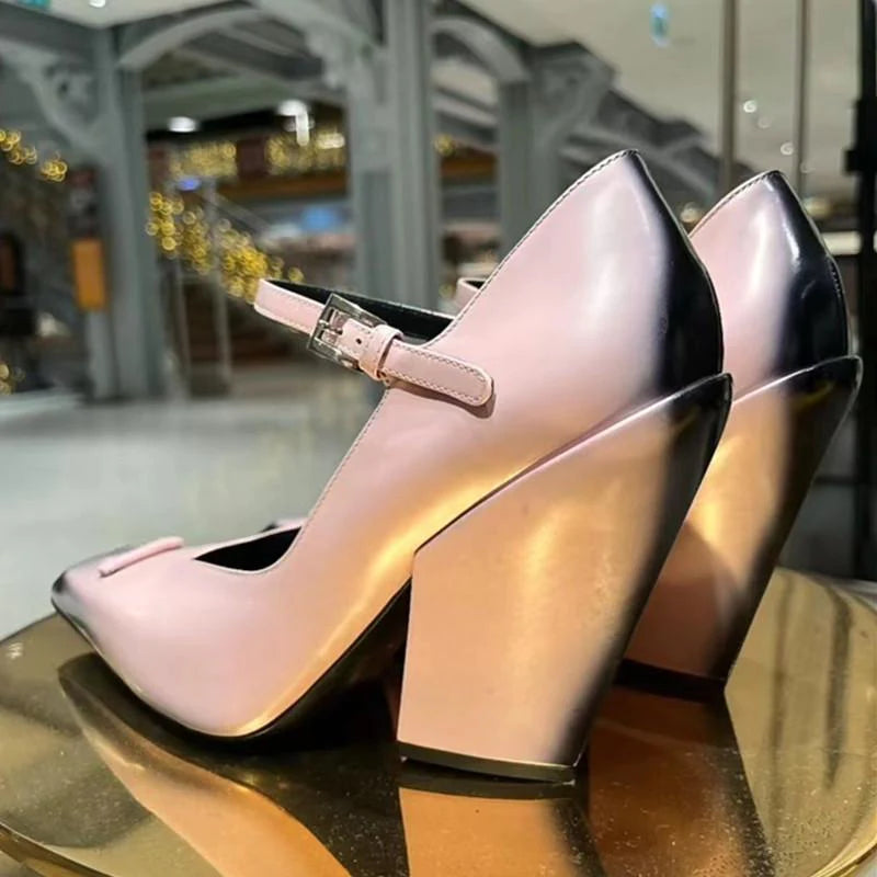 New Retro Shallow Mouth Pointed Mary Jane Single Shoes 1023122808