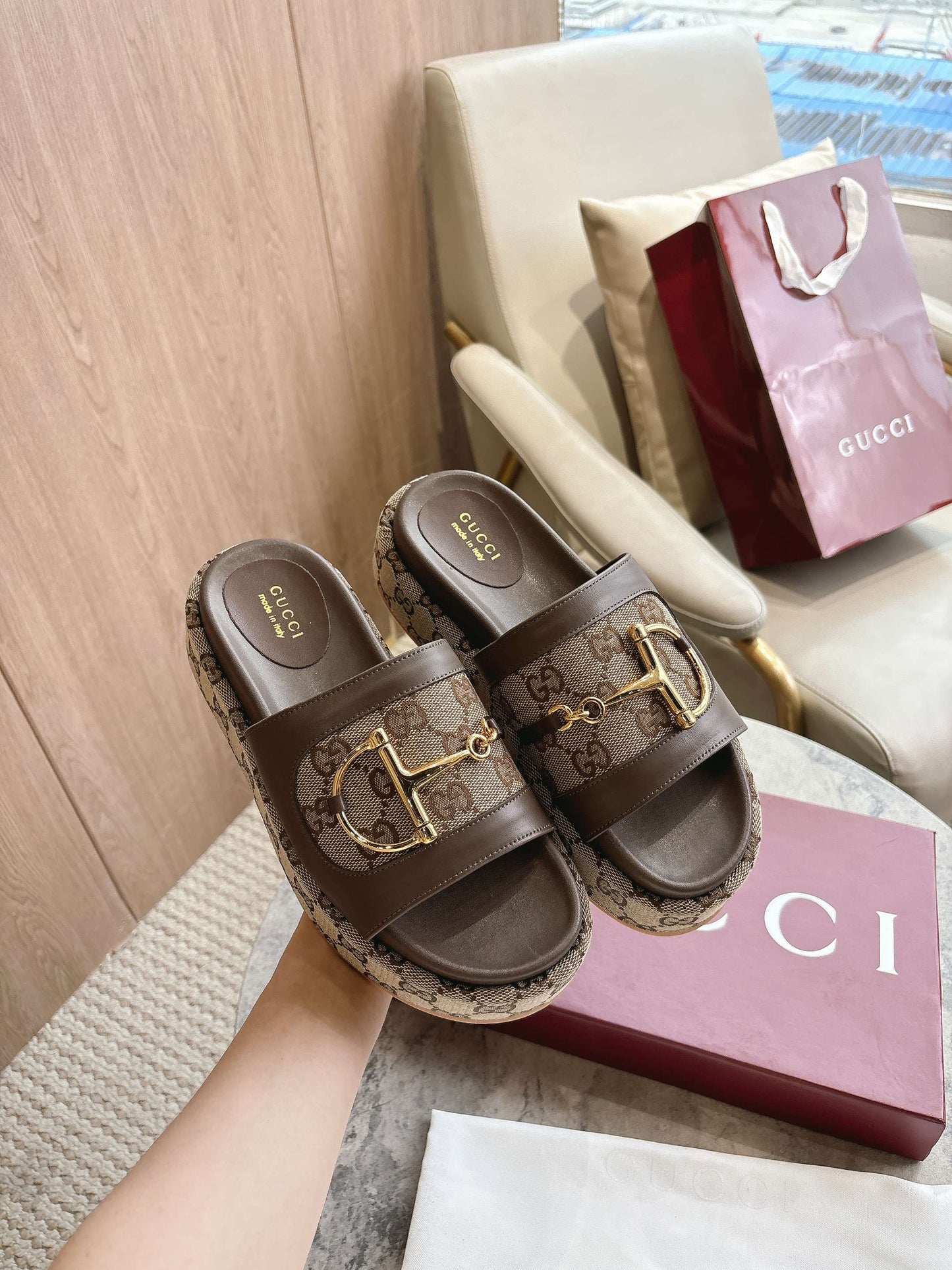 GG saddle buckle thick-soled slippers 0725101409