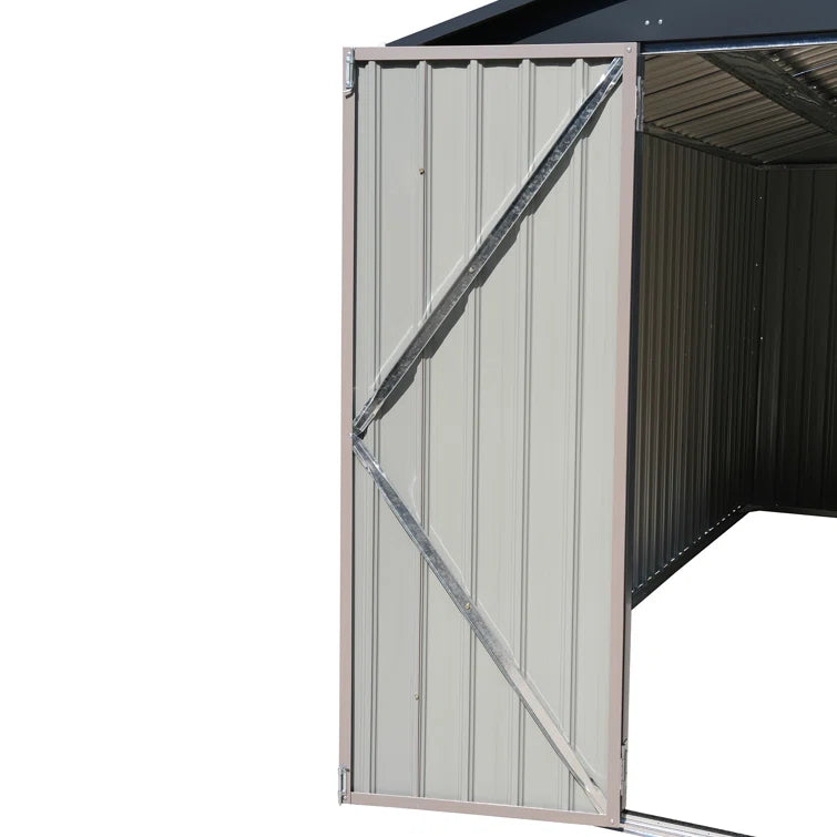 8'x 12' Metal Outdoor Storage Shed Brown Garden Tool Shed for Backyard & Patio