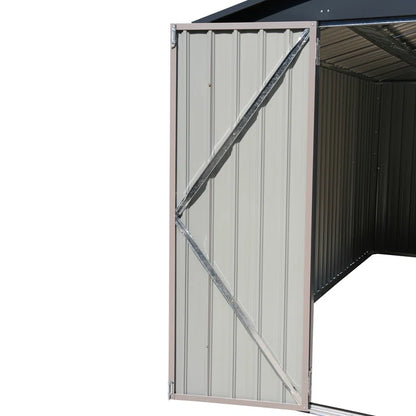 8'x 12' Metal Outdoor Storage Shed Brown Garden Tool Shed for Backyard & Patio