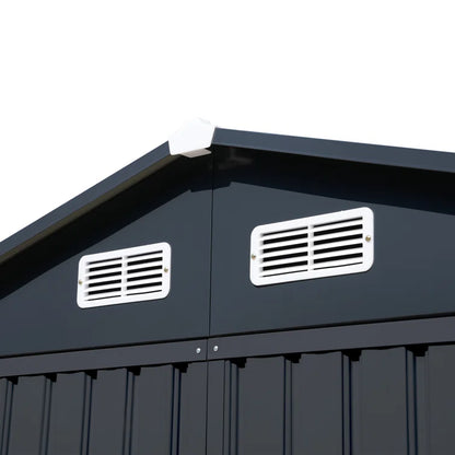 Metal Outdoor Storage Shed Heavy Duty Steel Garden Tool Shed, Black