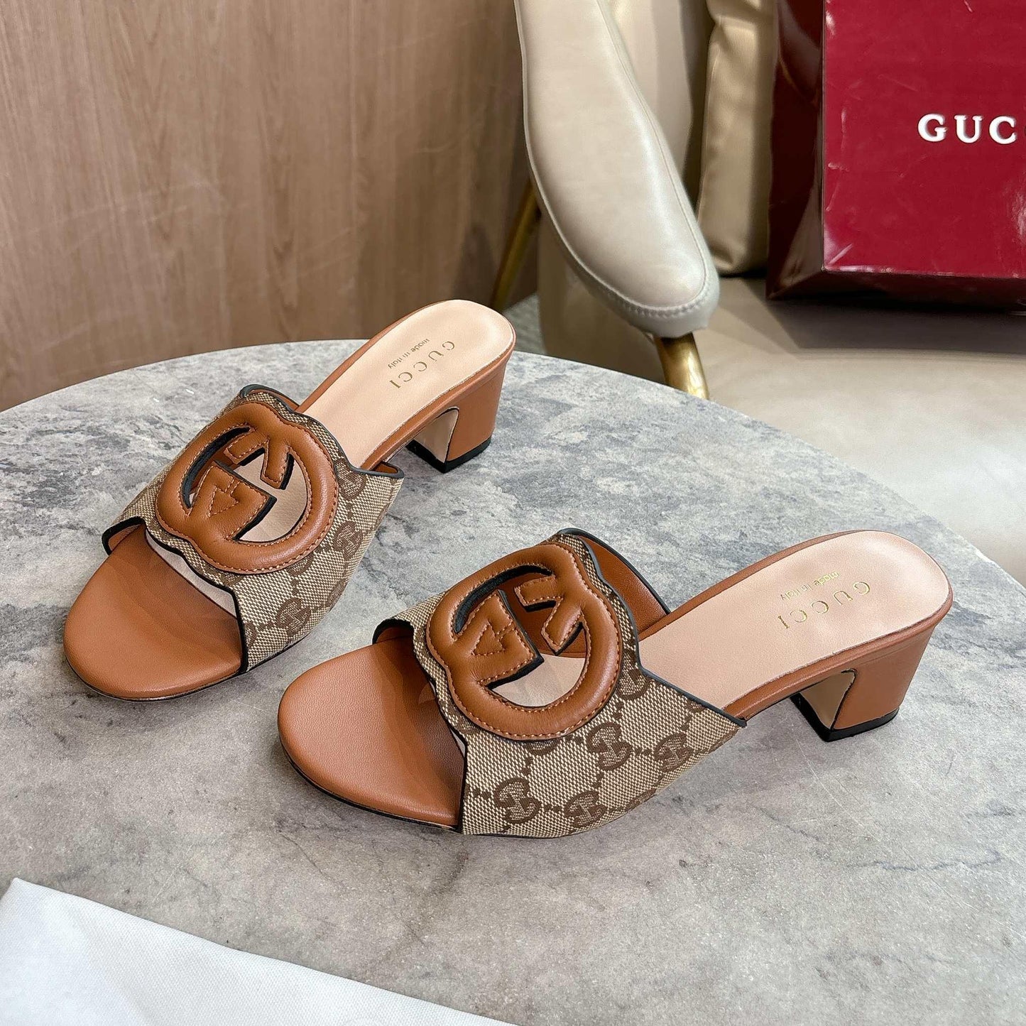 GG high-heeled slippers 0725101408