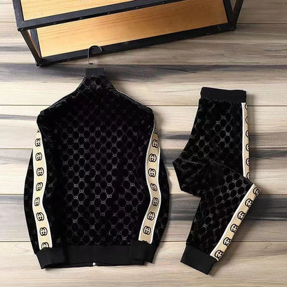 Men's Printed Sweater Sweatpants Casual Suit Sportswear Two Piece Set-01