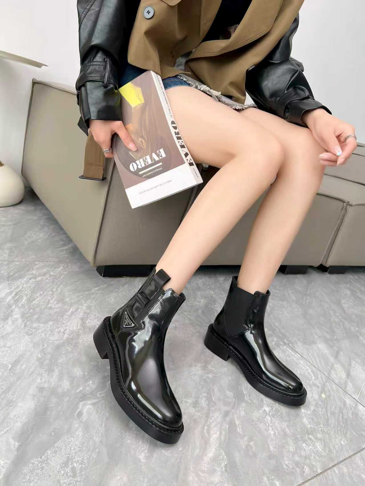 Prd new patent leather high-top boots 0725091501