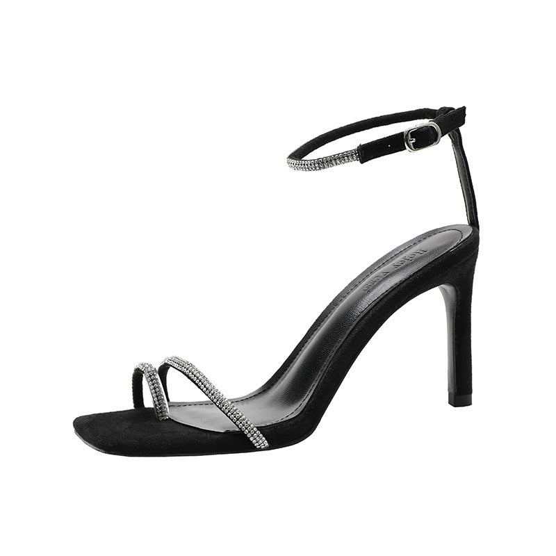 Stiletto Square Toe Rhinestone Sexy Ladies Fashion High Heels
