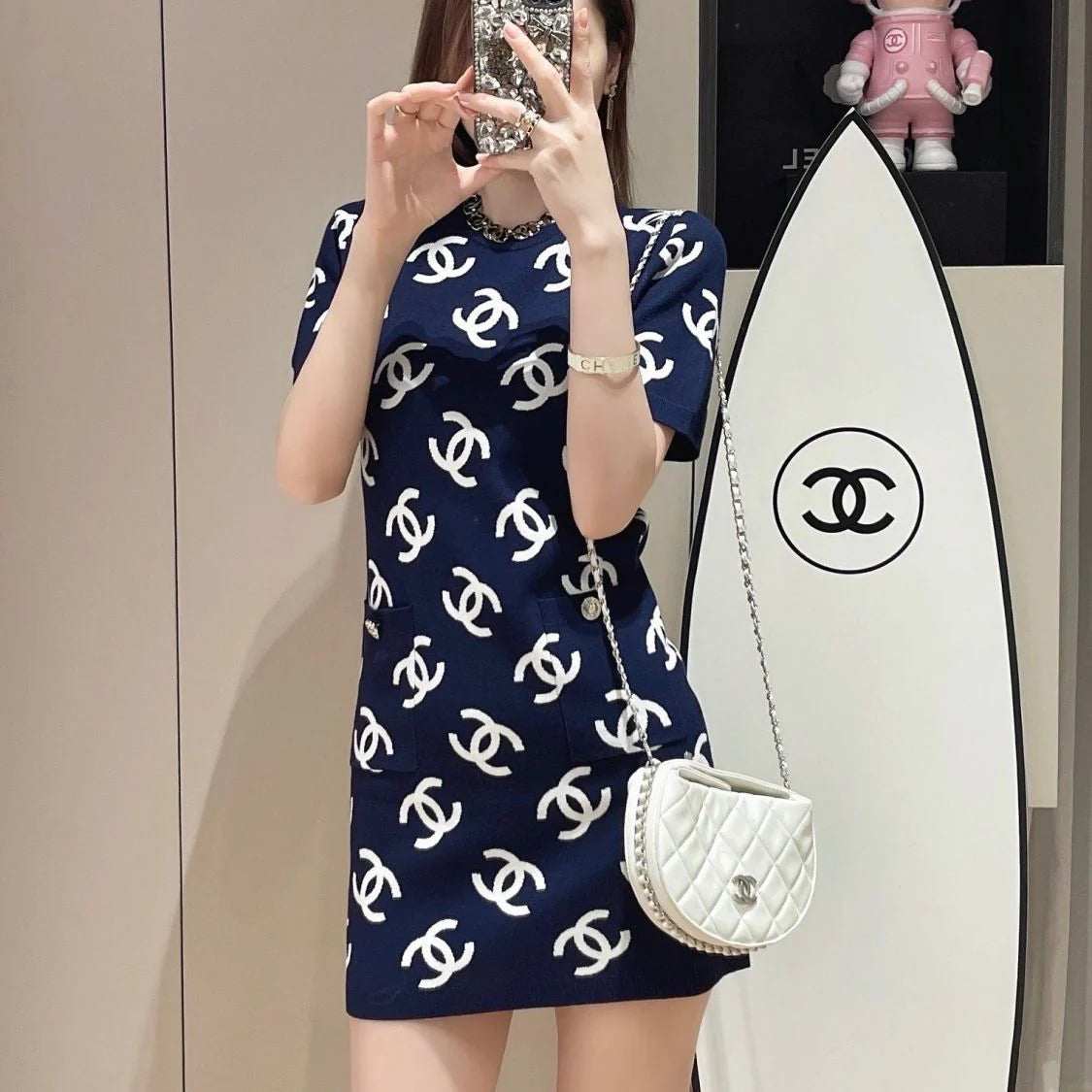 Fashion New Slim-fit Slim-fit Knitted Short-sleeved Dress 1024041621