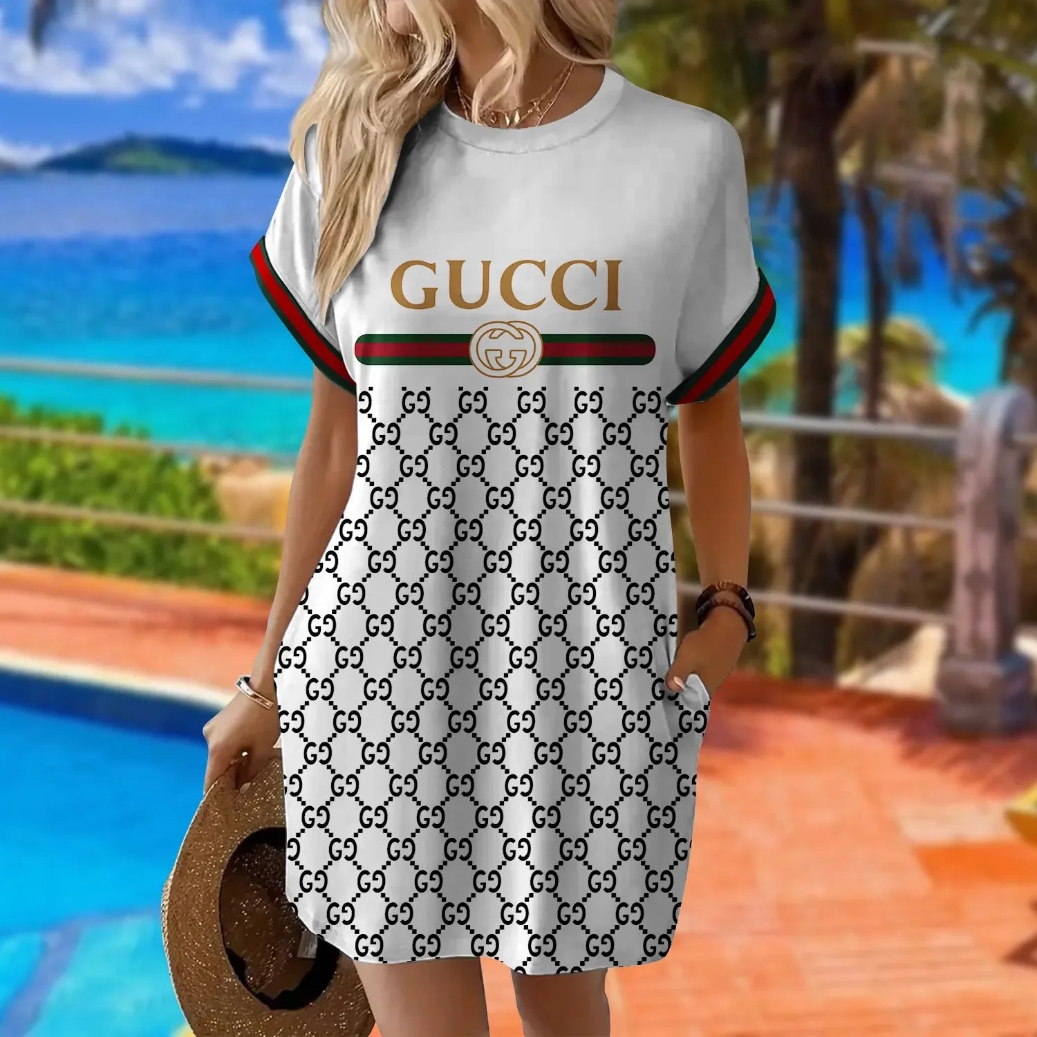 Premium Short Sleeve Pocket Dress 3D1025030418