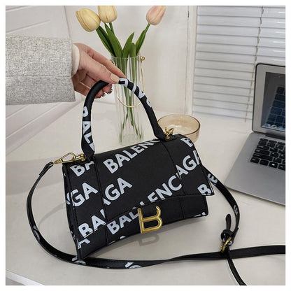 High-grade Texture Letter Hourglass Bag Single-shoulder Portable Crossbody Fashion Bag 1024041102