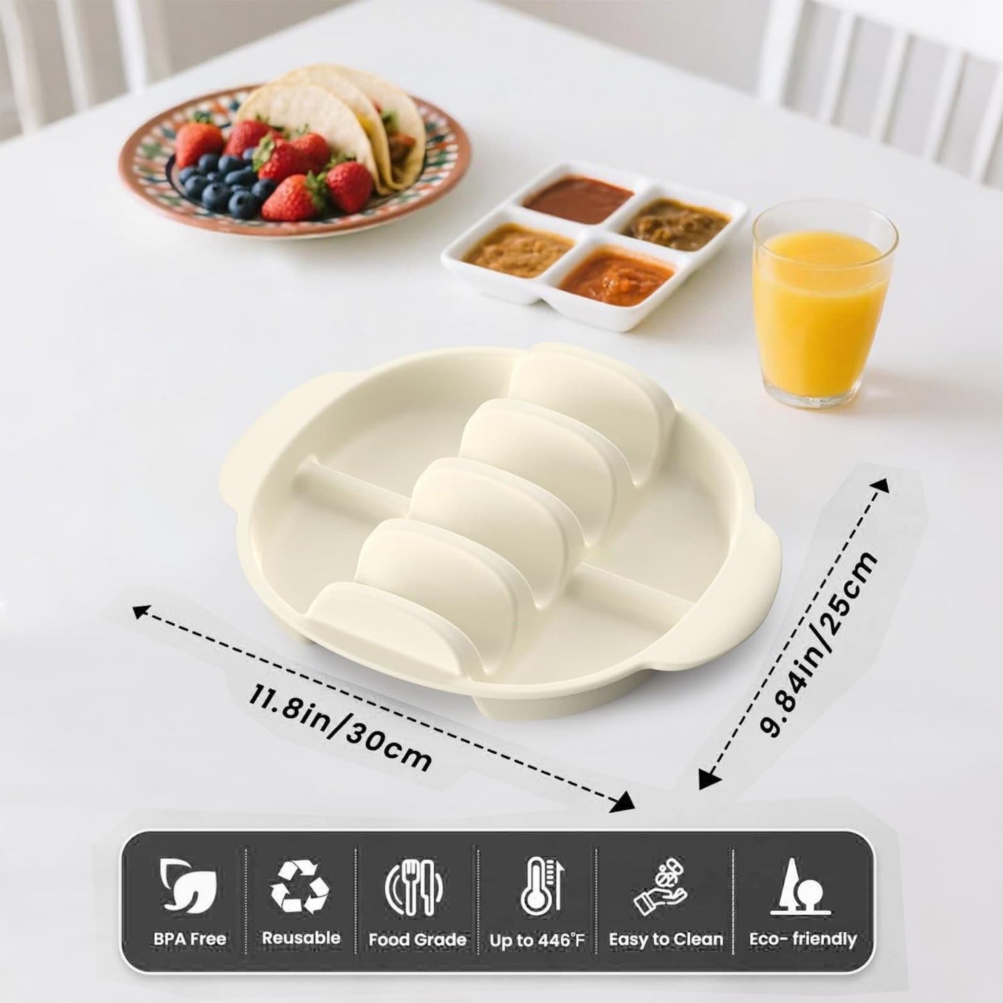 Silicone Taco Stand – Set of 2, Holds Hard & Soft Shell Tacos