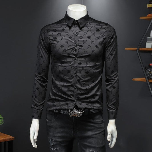 New Fashion Casual Versatile Men's Long Sleeve Shirt PF1023110704