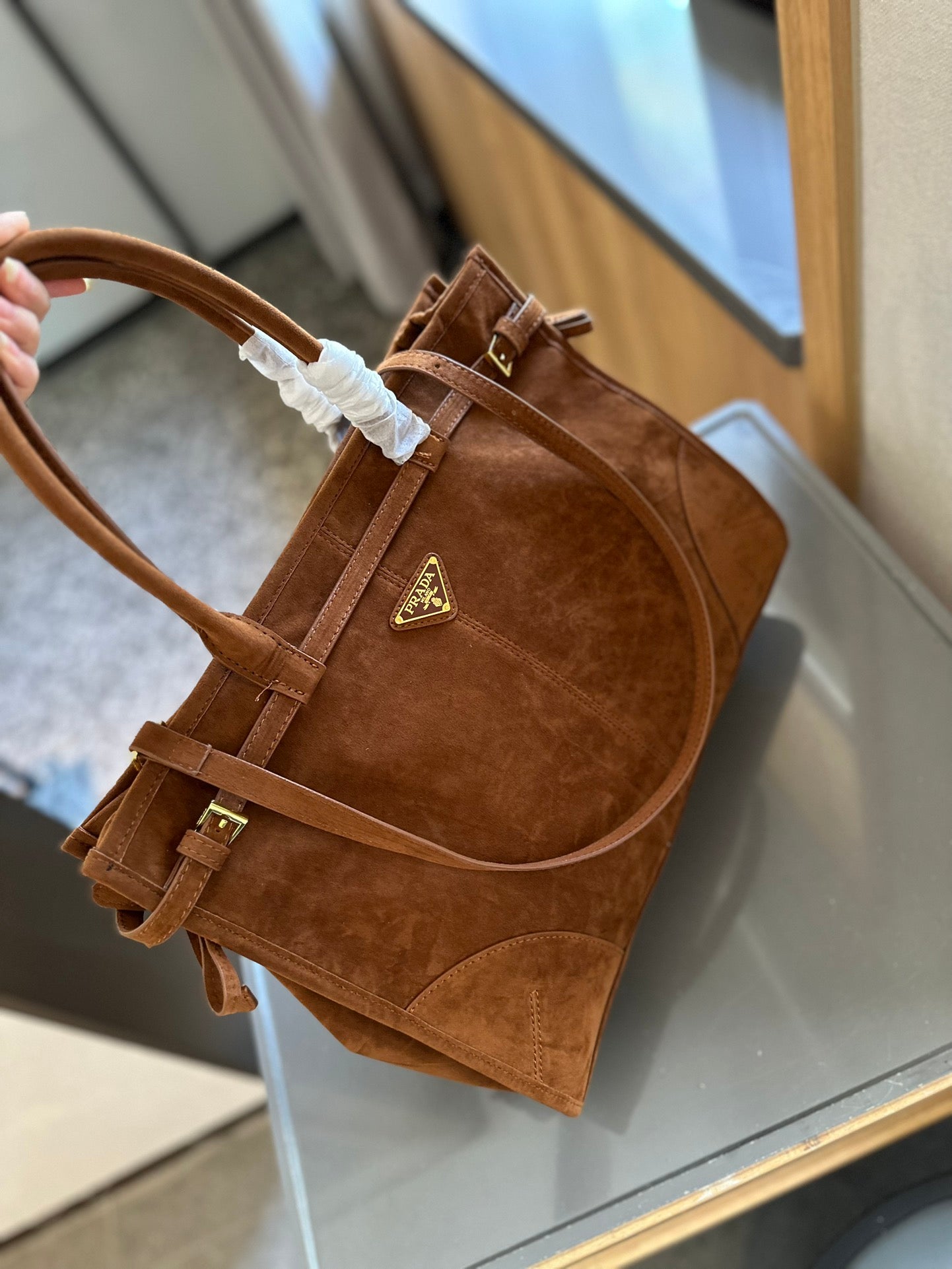 Prd waxed leather large capacity tote 0724082903