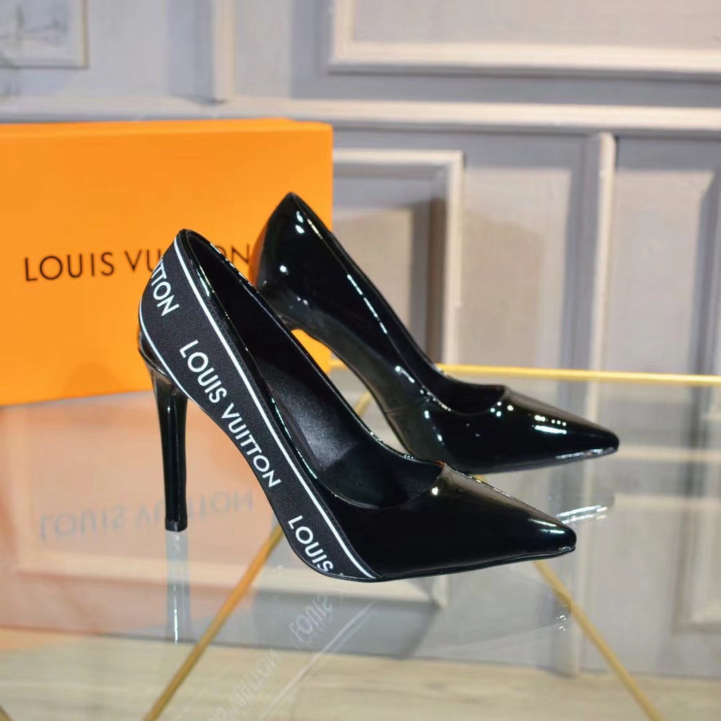 New black letter strap high-heeled stiletto shoes XC16042706