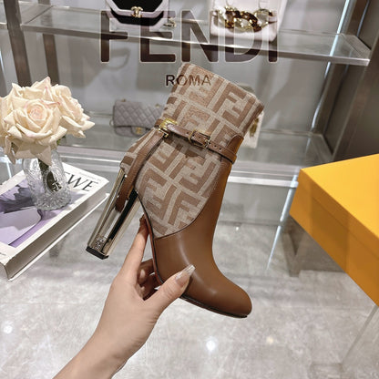 FD Round toe leather Delfina boots 1824111503