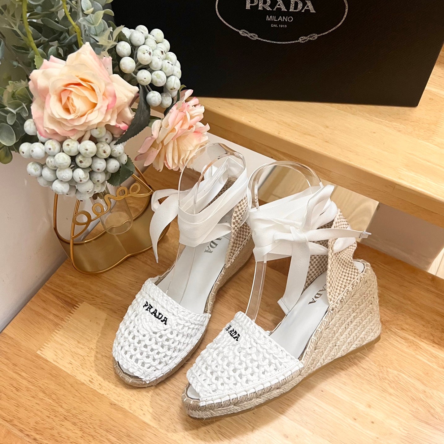 PRD Braided round toe wedge heel lace-up sandals bucket shoes 0724070902