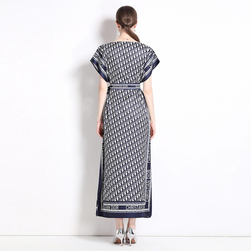 New Fashion All-match One-line Collar Lace-up Dress 1024040314