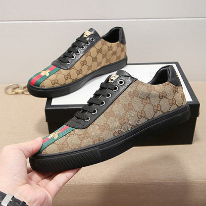 Men's Brown  Leisure printed canvas heavy industry bee casual shoes