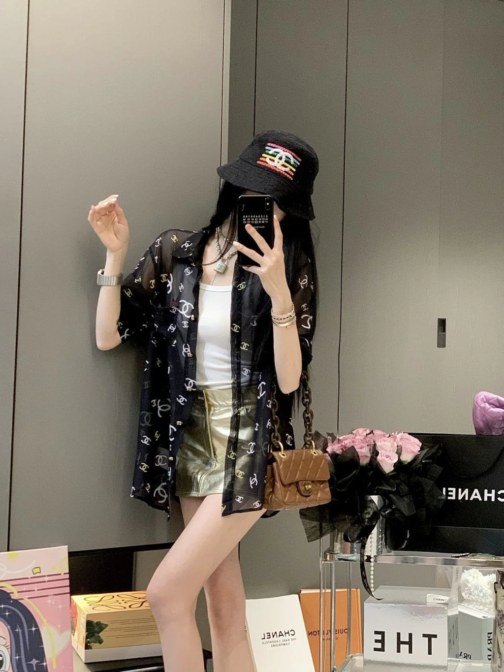 Fashion Letter Printing Old Flower Sunscreen Shirt 1024042620