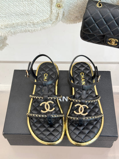 CNL flat chain double C sandals 0725042806