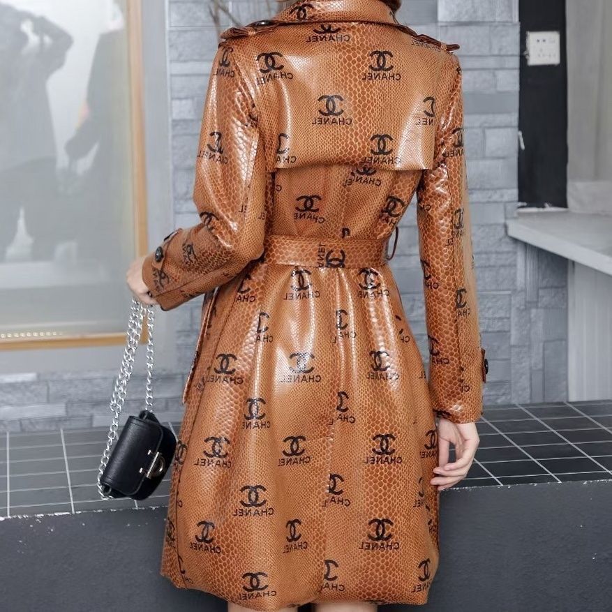 Fashion new leather trench coat PD1023071704