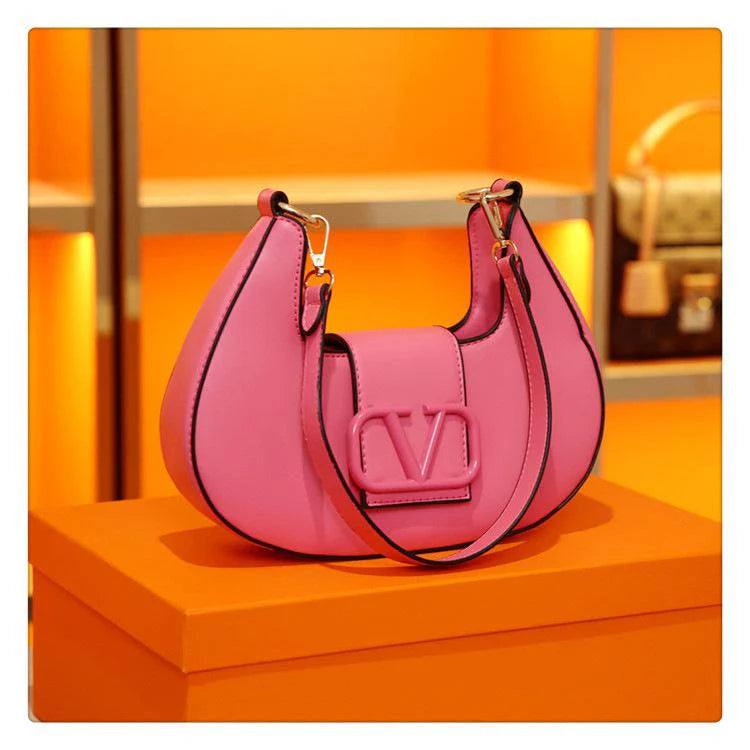 New Solid Color Litchi Underarm Bag Fashion Shoulder Bag 1024051518