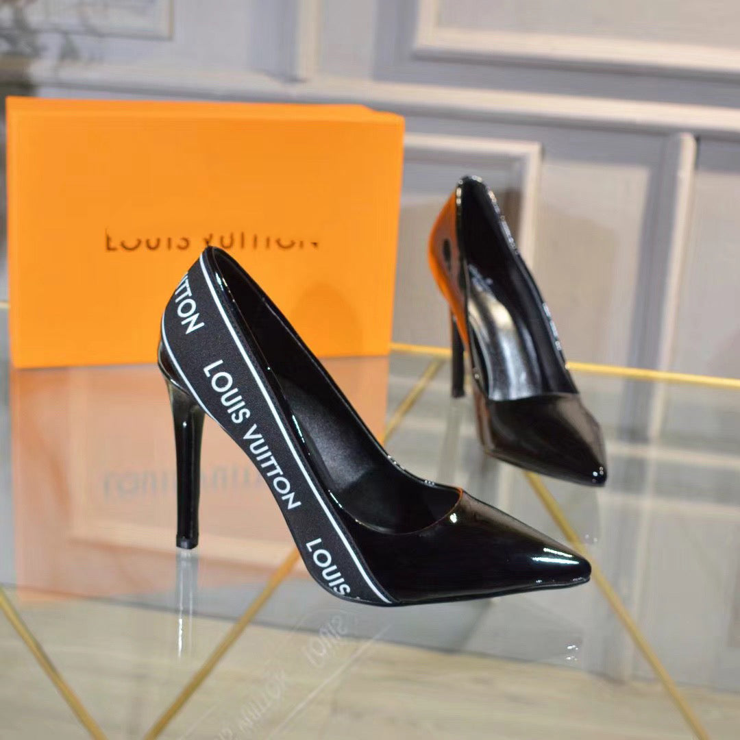 New black letter strap high-heeled stiletto shoes XC16042706