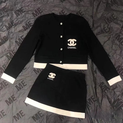 New Women's Clothing French Knitted Cardigan Sweater Skirt Fashion Two-Piece Suit 1024030607