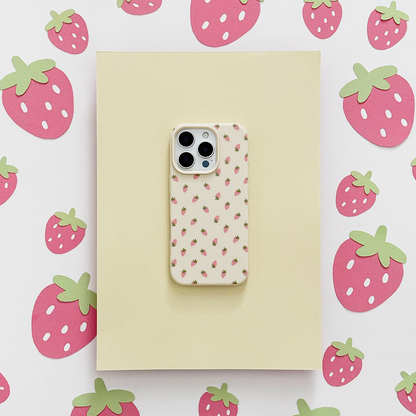 Ditsy Strawberries Phone Case - Soft White