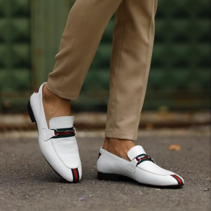 Men's Classic Dress Shoes White Penny Loafer