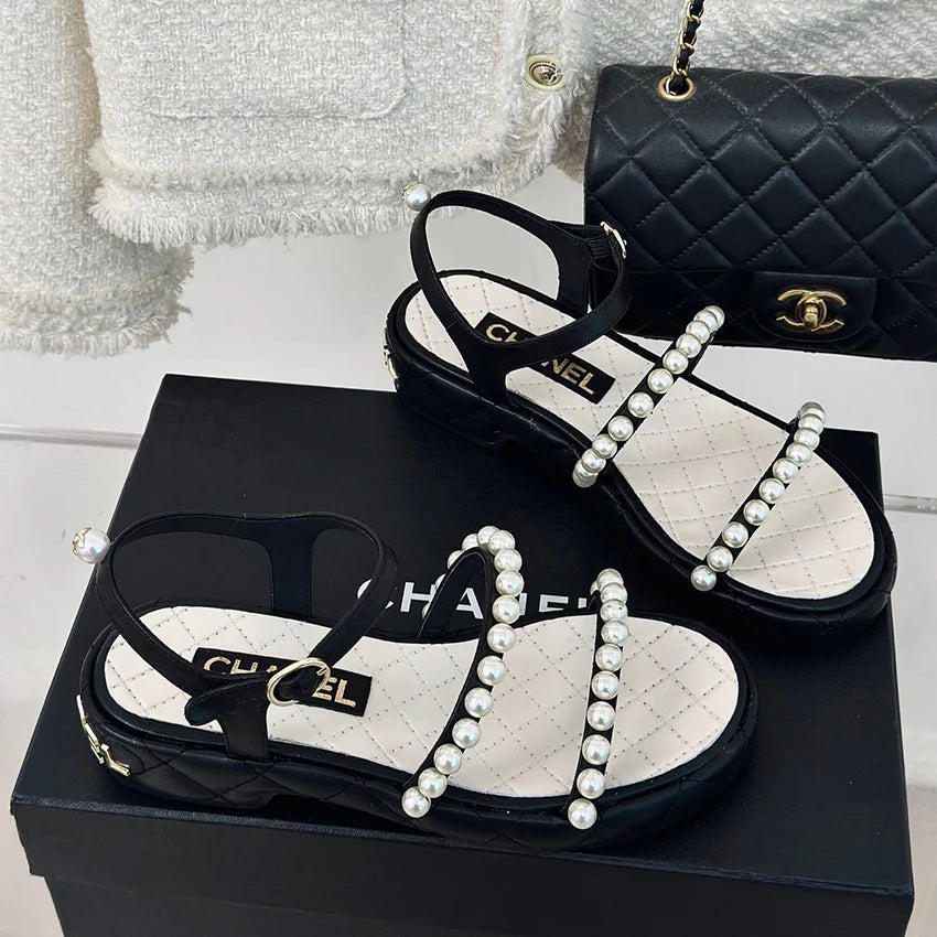 Fashion and versatile pearl chain sandals 1024052318