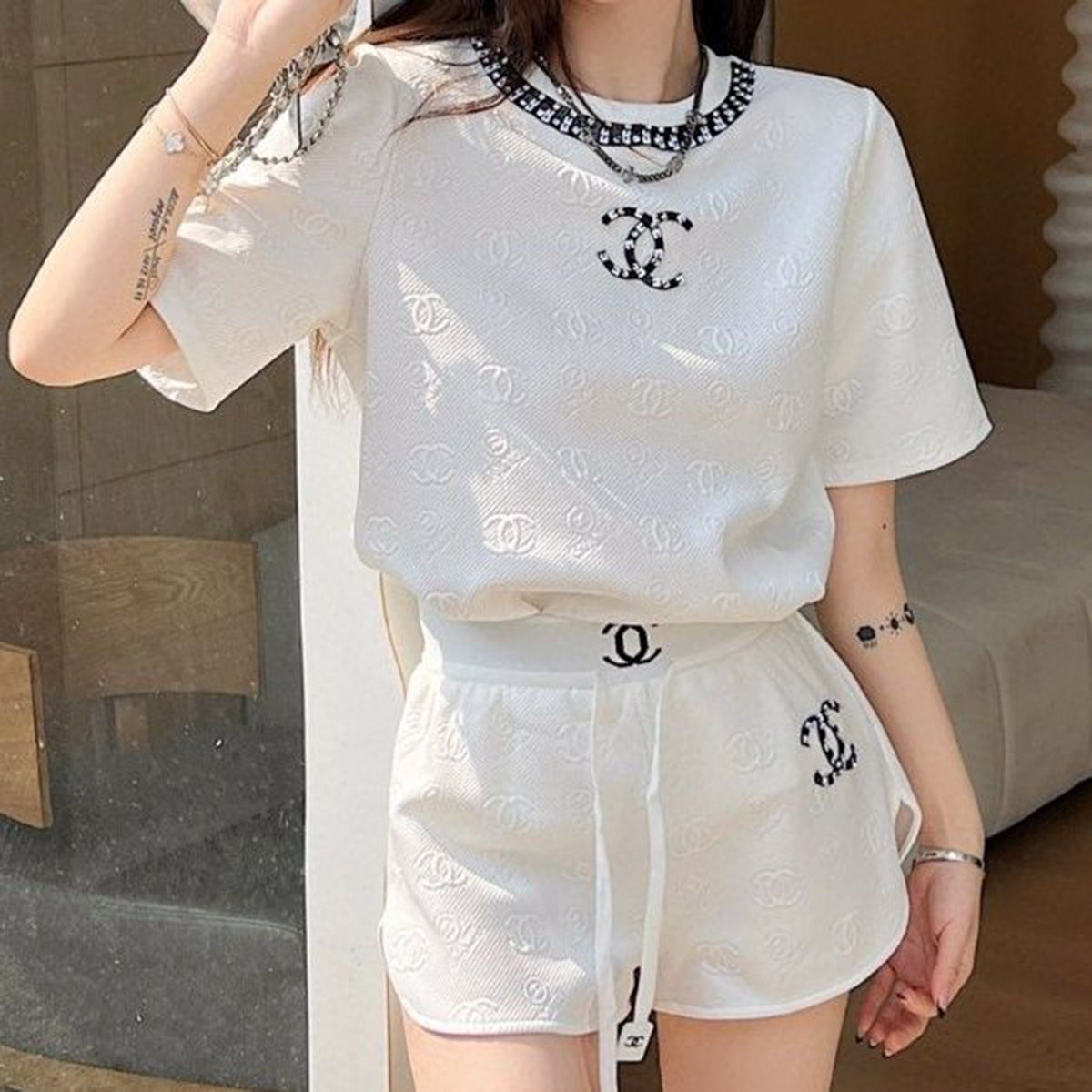Fashion Trend Short Sleeve Shorts Set PD10041323