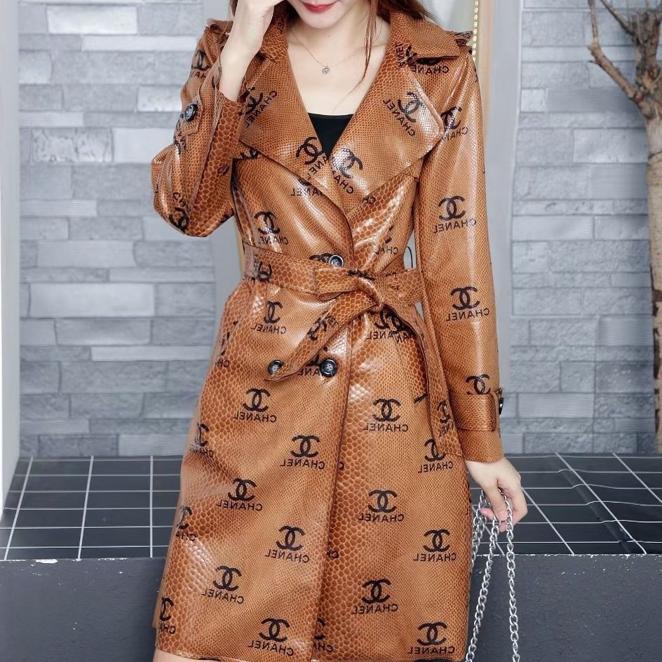 Fashion new leather trench coat PD1023071704