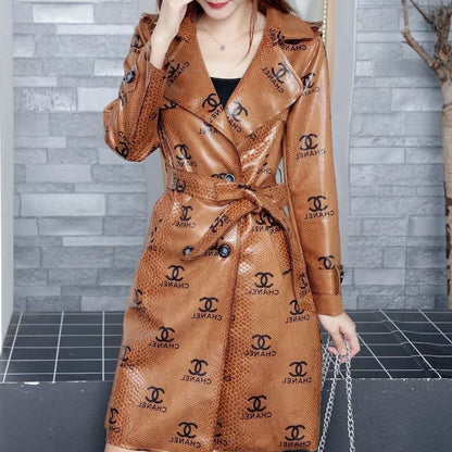 Fashion new leather trench coat PD1023071704