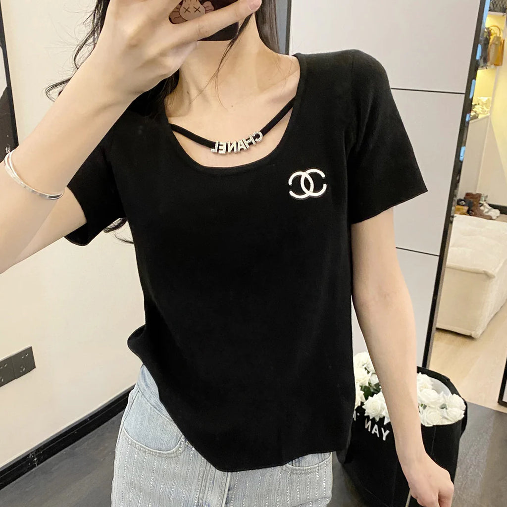 New Fashion Versatile Knitted Short Sleeves 1024040321