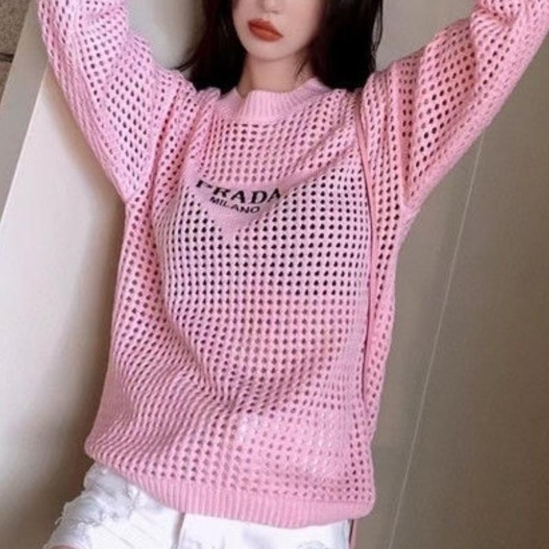 New hollow out knit sweater loose and versatile long sleeved pullover 1024030808