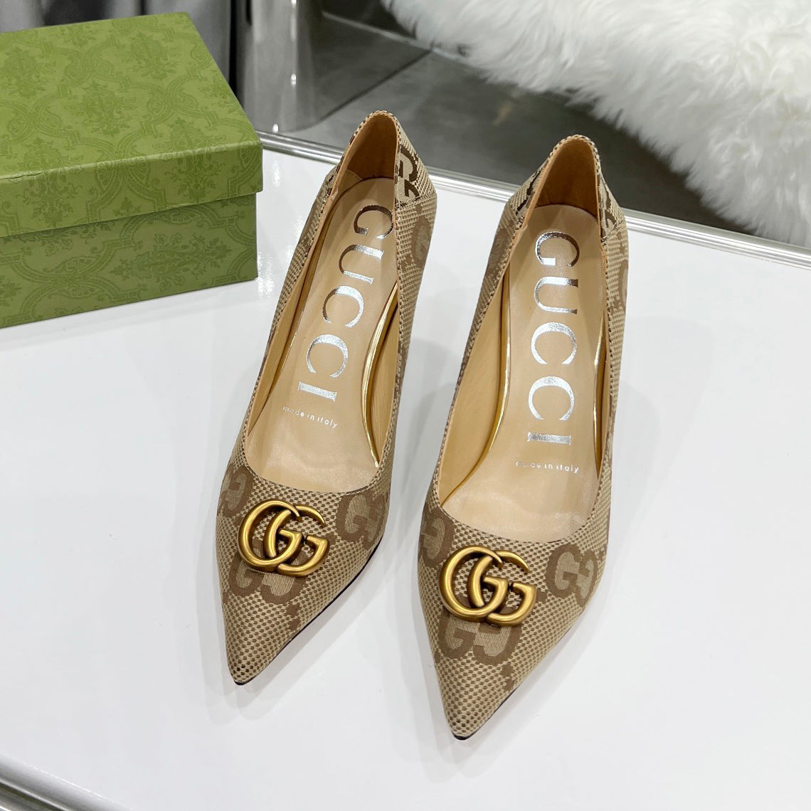 Leather Classic Print Pumps XC0723042417