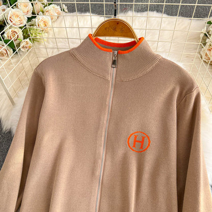 Embroidered sweater long-sleeved top two-piece set 9000910001