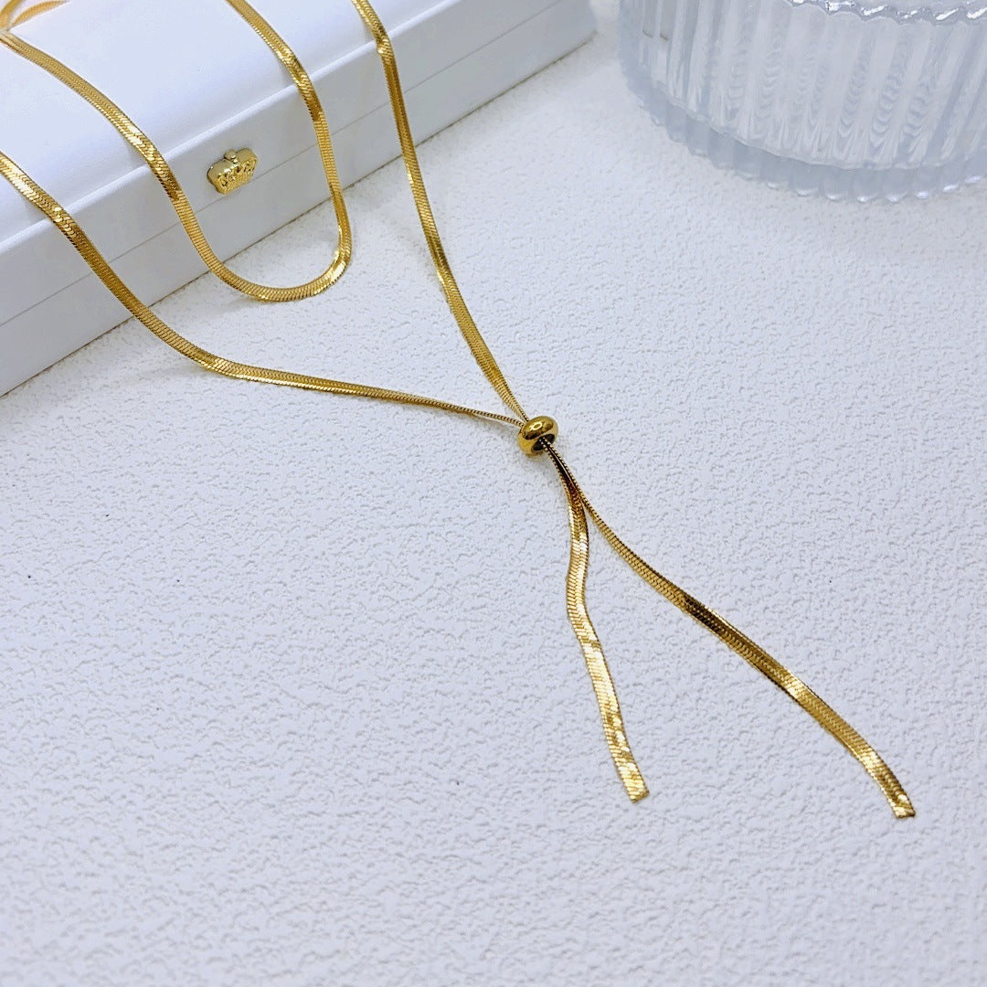 Double-layer snake bone necklace 2025081211