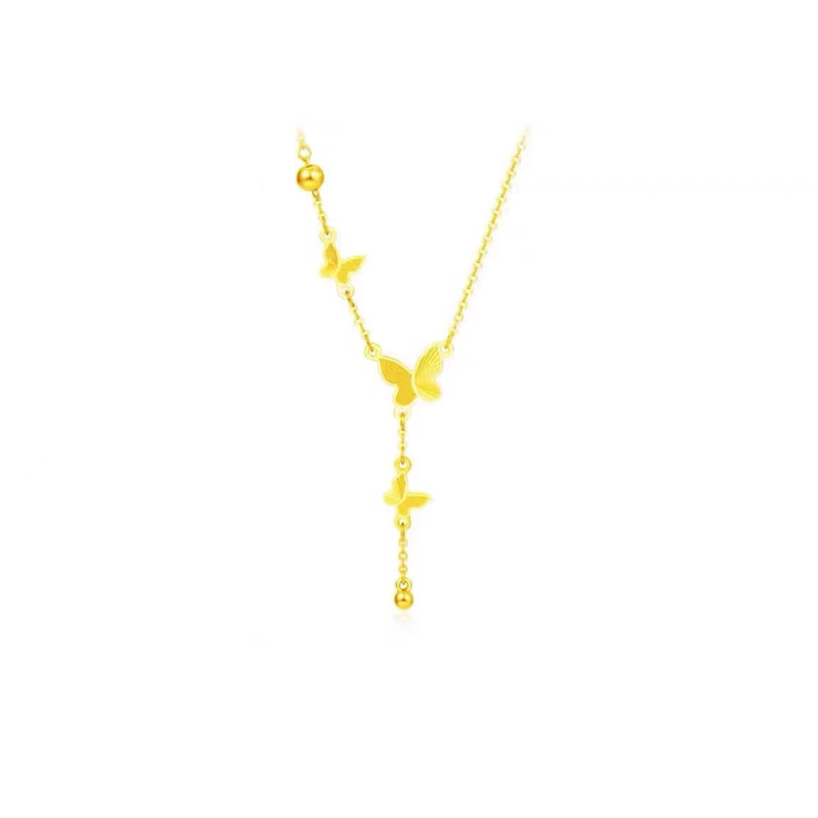 New titanium steel butterfly tassel necklace 2025081107